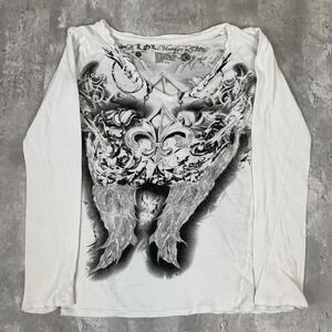 LOL Vintage Long Sleeve Shirt Womens Small White Grunge Emo Goth Y2K